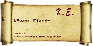 Kövesy Elemér névjegykártya